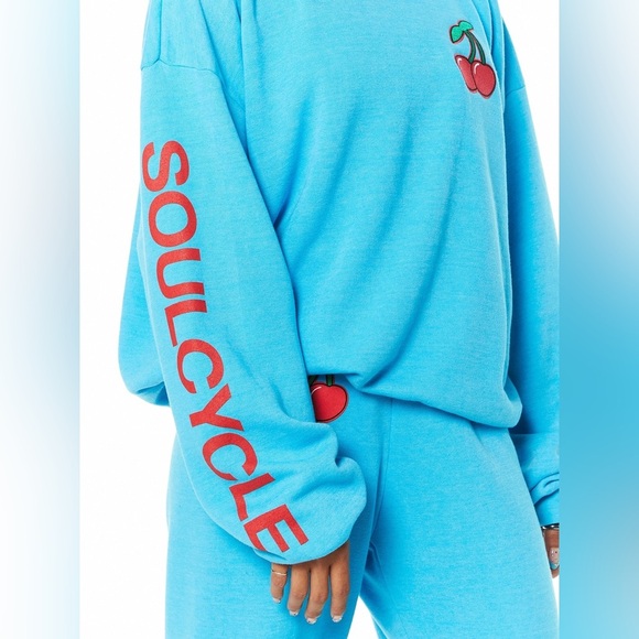 Aviator Nation x Soul Cycle Hamptons Cherry Ocean Blue Crewneck/Sweatshirt 🩵🍒 - Picture 14 of 16